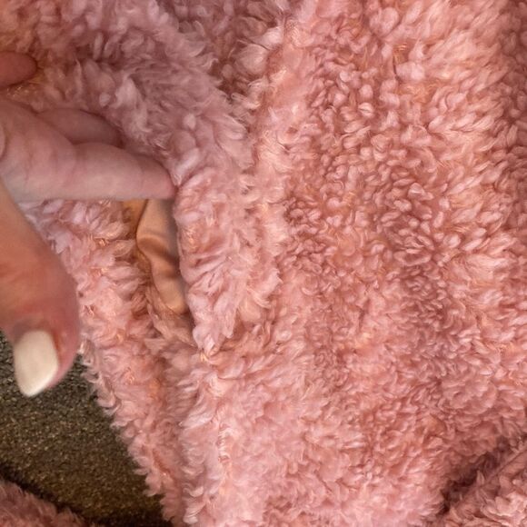 PJ Salvage Pink Sherpa Open Front Oversize Balletcore Coquette Teddy Pea Coat XL - Picture 6 of 9